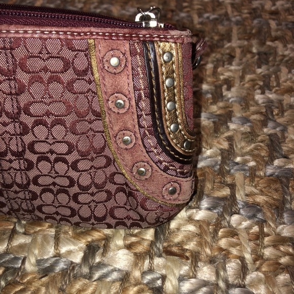 Coach Burgundy Canvas Soho Wristlet - Picture 9 of 12
